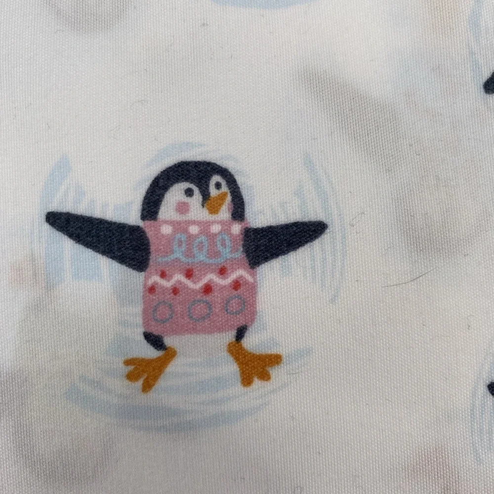 Cynthia Rowley Sheet Set QUEEN White Penguins Christmas Sweater Whimsical Soft